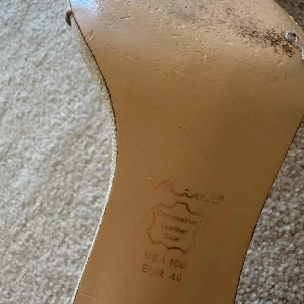 Nina Gold Rhinestone Ankle-Strap Stiletto Sandals - Picture 6 of 6